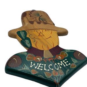 Vintage handmade hand painted in Mexico scarecrow wall art.